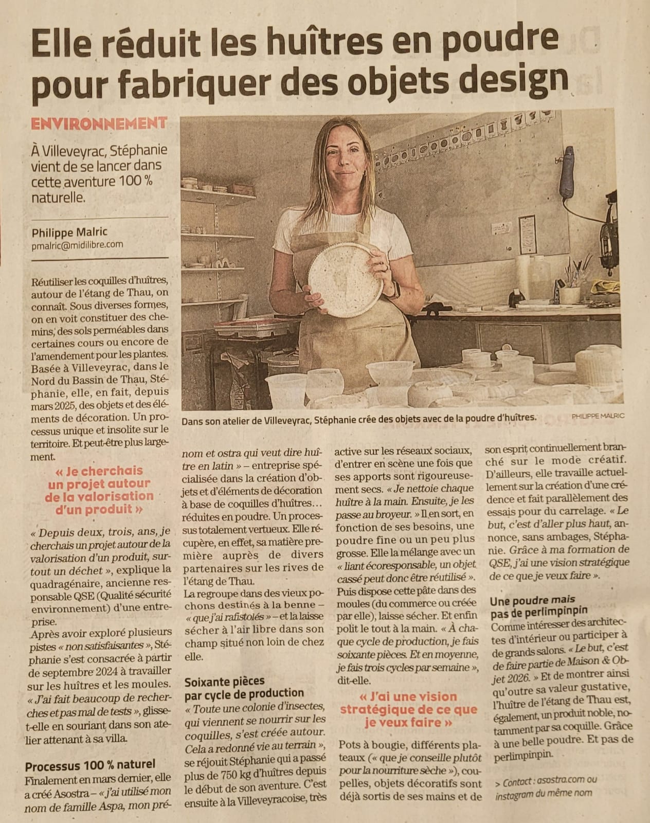 parution MidiLibre 5 Octobre 2025
